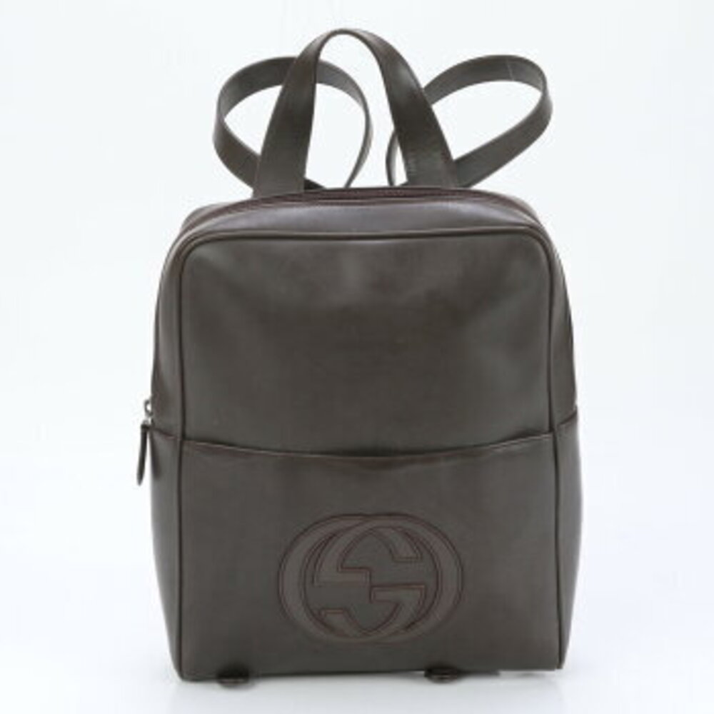Gucci Interlocking GG Leather Backpack Brown M - image 1